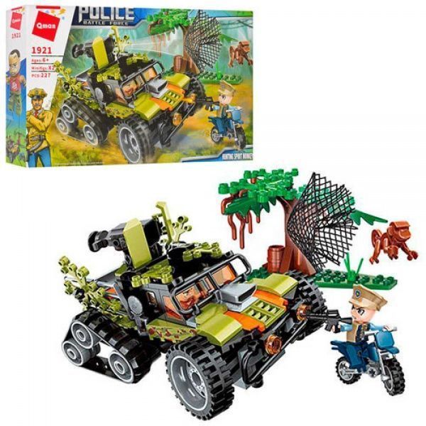 Конструктор Qman 1921 Полиция джип мотоцикл фигурки ODT094428