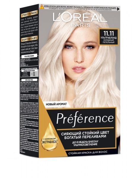 Крем-фарба для волосся L'Oreal Paris Preference 11.11 Ультраблонд. Холодний попелястий 174 мл