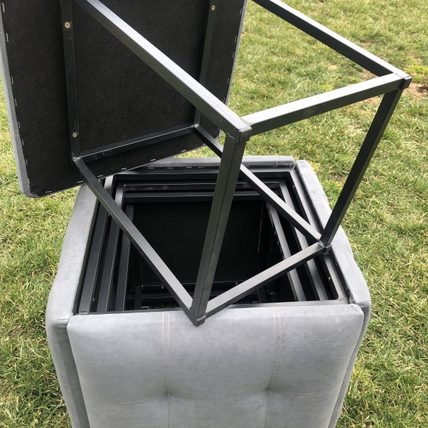 Пуф-трансформер 5в1 из серого велюра из пяти стульев серый 