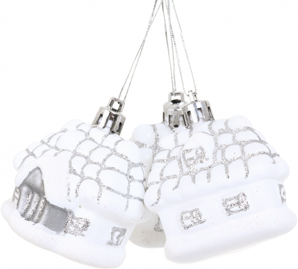 Набор елочных игрушек домик 2 цвета 7 см 3 шт./уп.