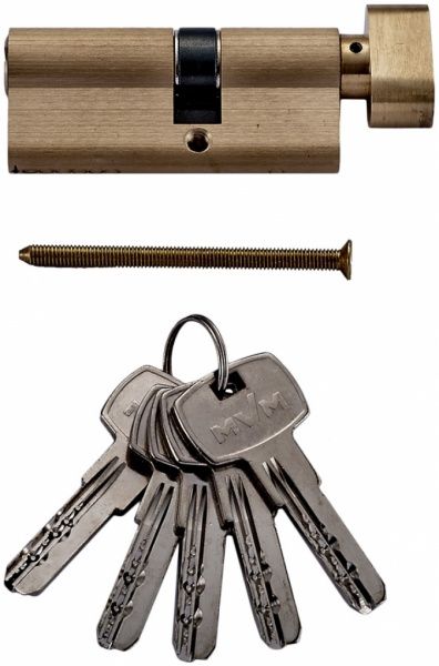 Цилиндр MVM Р6Р 35x30 ключ-вороток 65 мм матовая латунь