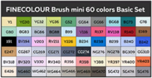Набор двусторонних маркеров FINECOLOUR Brush Mini 60 цветов EF103-TB60 разноцветный 