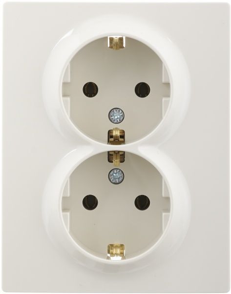Розетка двойная с заземлением UP! (Underprice) One Plus без шторок без крышки крем 706-0303-127B