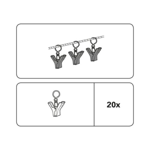 Гачки з прищіпкою для струнних карнизів Gardinia набірний нікель 