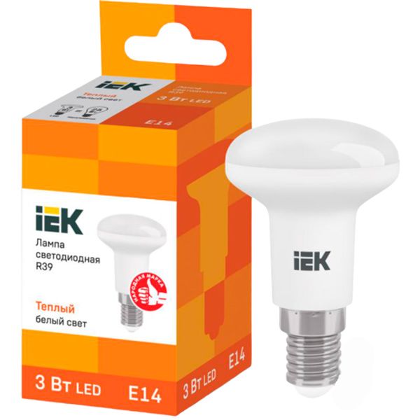 Лампа светодиодная IEK ECO 3 Вт R39 матовая E14 220 В 3000 К
