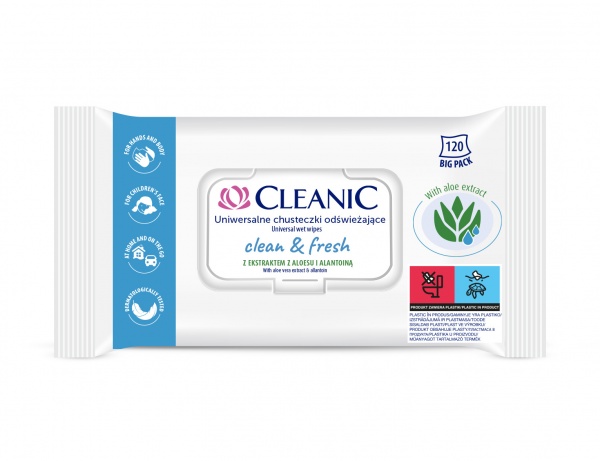 Вологі серветки Cleanic Clean & Fresh з клапаном 120 шт.