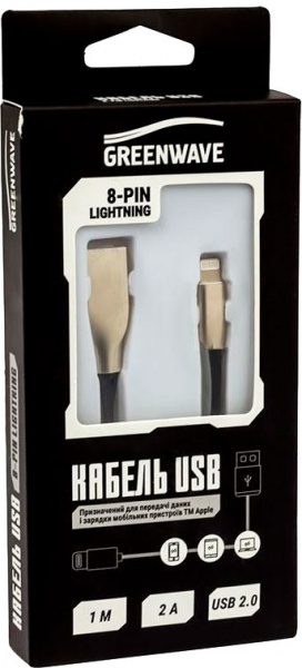 Кабель Greenwave USB – Apple Lightning 1 м чорний (DC-IP-102ZR, black) 