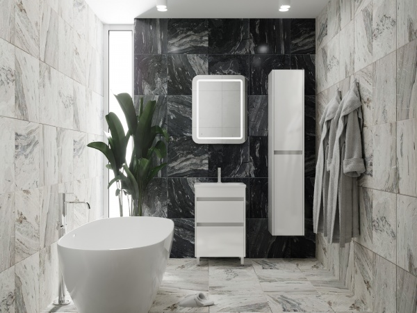 Тумба підвісна ЮВЕНТА Тумба Luton - 55 білий з умивальником Soft-55