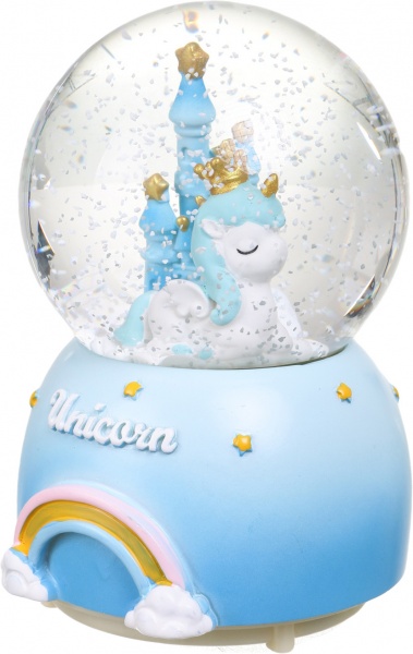 Сувенір новорічний куля снігова палац єдинорога 2149-80 світлодіодна (LED) 