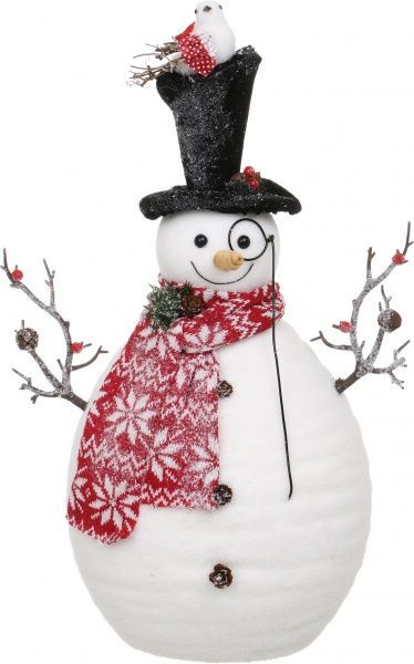 Декоративная фигура Снеговик с птичкой JM18068A 56 см 