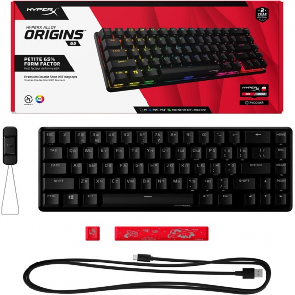 Клавіатура ігрова HyperX Alloy Origins 65 HX Red USB (4P5D6AX) black 