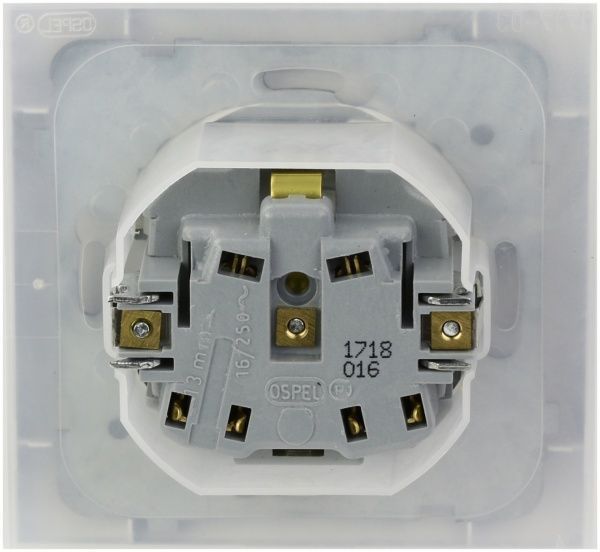 Розетка с заземлением Ospel Kier 16 А 250 В без шторок с крышкой белый GPH-1WS/00/d