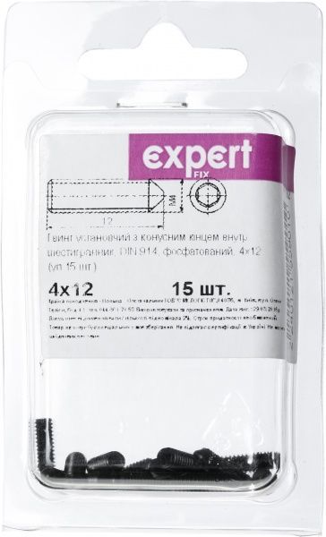 Гвинт метричний БП DIN914 4x12 мм 15 шт Expert Fix