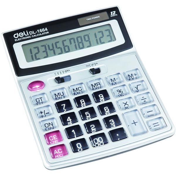 Калькулятор бухгалтерский Deli 1664 серый