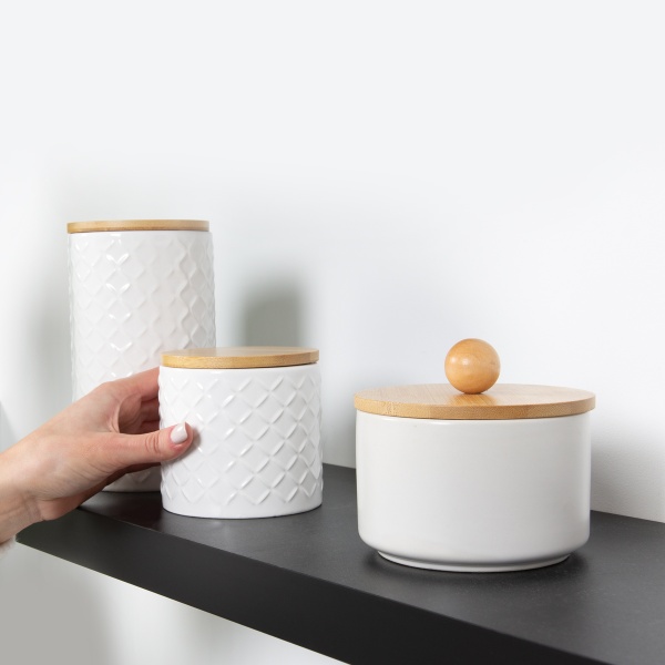 Емкость для хранения 650 мл KP-17 White/Wood MVM