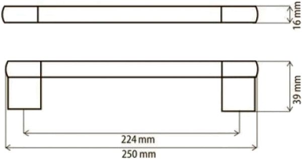 Мебельная ручка UA 06/COO/08 224 мм матовый хром DC