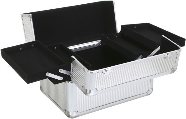 Бьюти-кейс для косметики серебряный 37,5х25х26 см