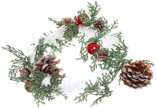 Декорация новогодняя Гирлянда хвойная с шишками заснеженная 110 см EPI-C615X5628 