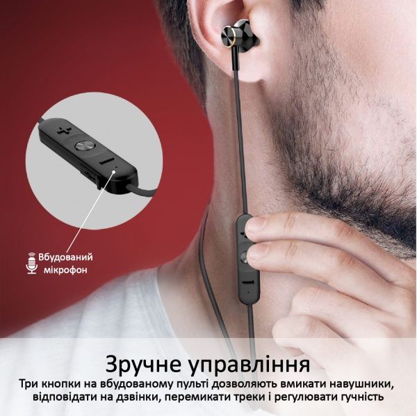 Навушники Promate Bluetooth 5 IPX5 black (dynamic-x5.black) 