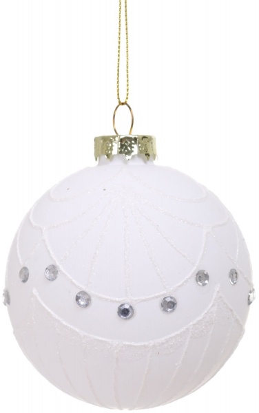 Елочная игрушка в форме шара с узором 8 см 