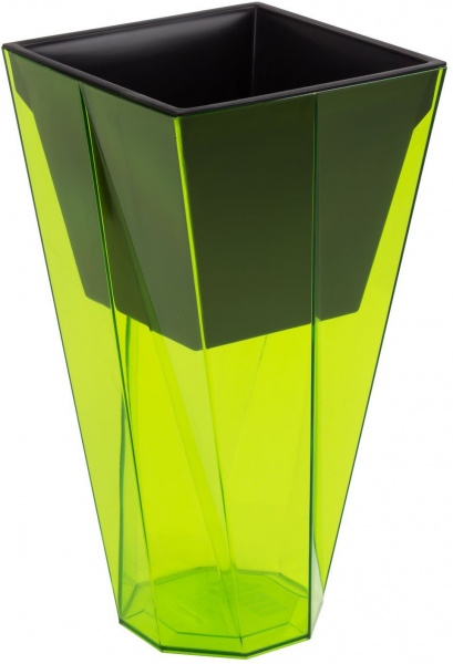 Горщик пластиковий Prosperplast Urbi twist P квадратний 2,8л прозорий зелений (73964-2) 