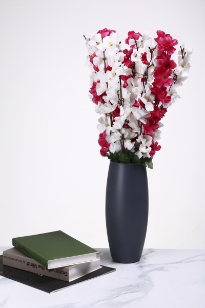 Ваза стеклянная Soft бочка 25 см серая 