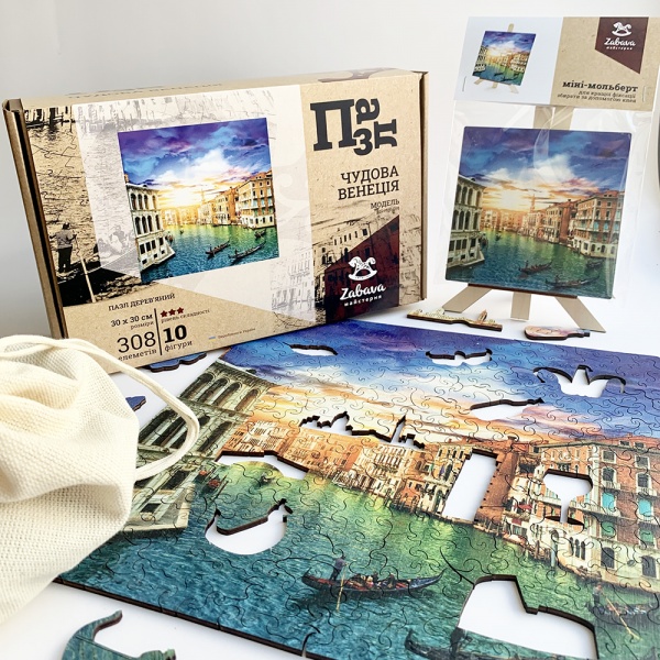 Пазл дерев'яний Чудова Венеція 300х300 мм ZABAVA 