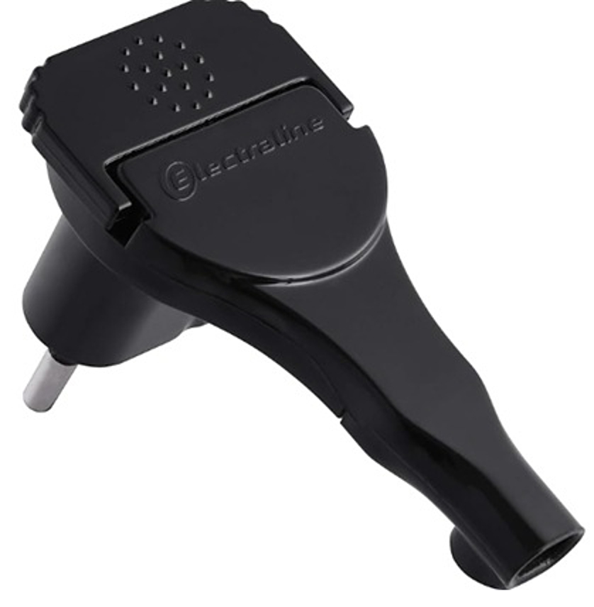 Вилка електрична плоска з ручкою Electraline 520201 без заземлення 220В 6А IP20 пластик чорний