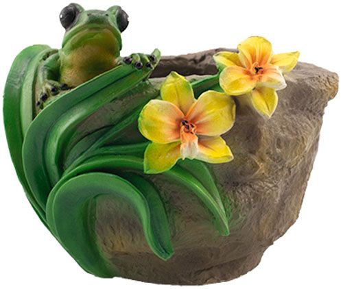 Кашпо декоративное Decoline Лягушка с цветами
