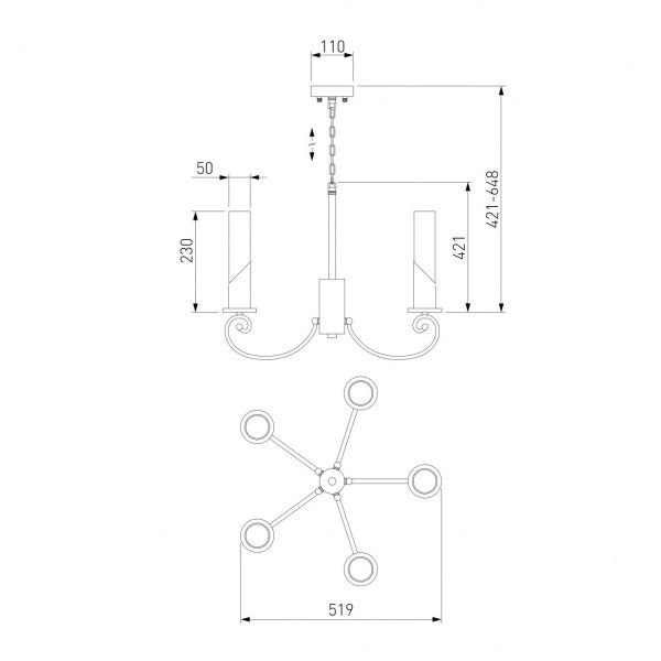 Люстра підвісна Strotskis Banci 60117/5 5x60 Вт E14 нікель 