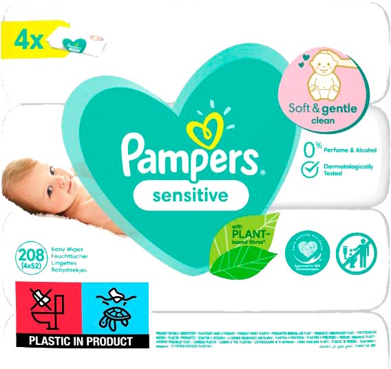 Салфетки Pampers Sensitive 4х52 шт 208 шт.