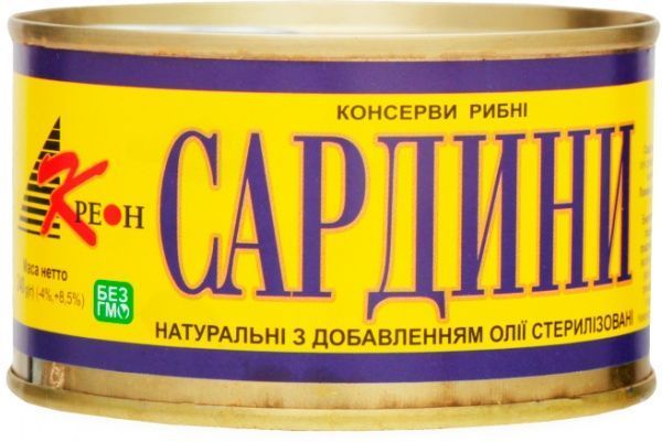 Сардины ТМ Креон натуральные с добавлением масла стерилизованные 240