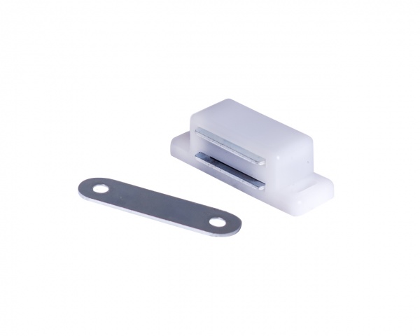 Магнит мебельный с монтажной планкой малый 46x15x14 мм белый DC 1 шт.