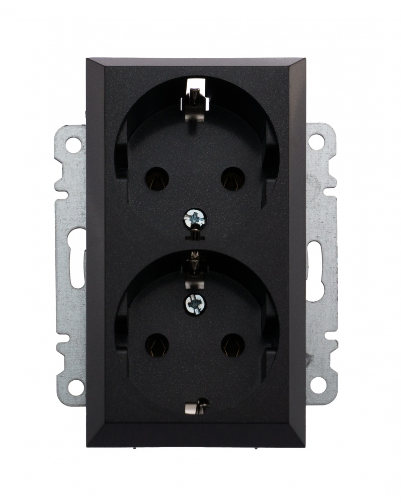 Механизм розетки с заземлением Makel Karea IP20 черный матовый 57054082