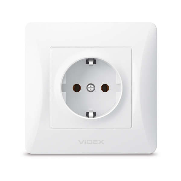 Розетка с заземлением Videx Binera IP20 белый VF-BNSK1G-W