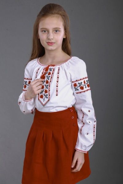 Рубашка-вышиванка Гармонiя Роза р.92 белый с красным 