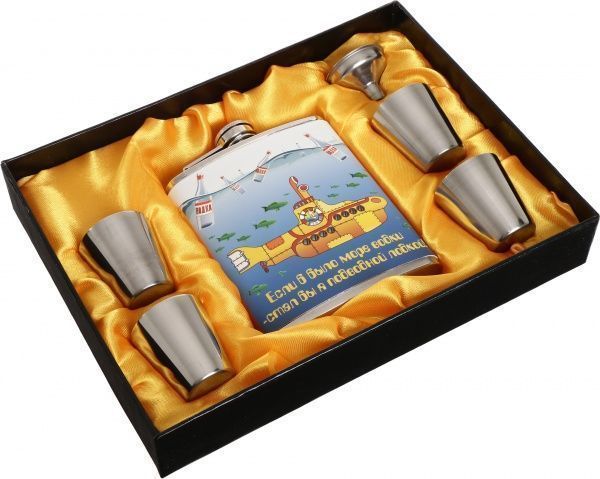 Подарочный набор Фляга, рюмки и воронка A134-4