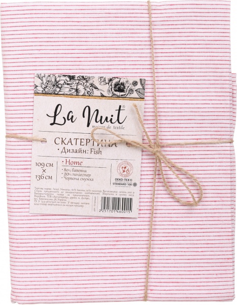 Скатерть Fish красная полоска 109x136 см красный La Nuit 