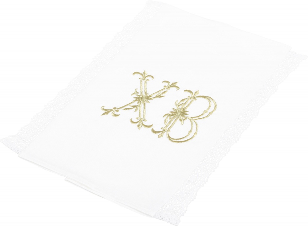 Рушник великодній ХВ з мереживом 40x75 см білий із золотим