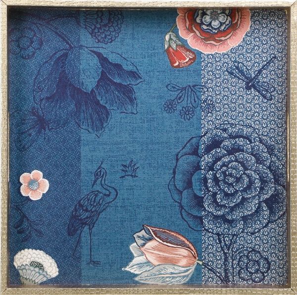 Поднос Золото c голубым 34х34х4,5 см