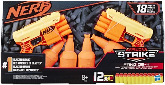 Ігровий набір Hasbro з мішенями та двома бластерами NERF ALPHA STRIKE FANG QS-4 E7563