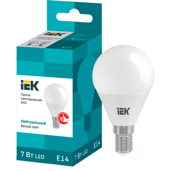 Лампа світлодіодна IEK ECO 7 Вт G45 матова E14 220 В 4000 К 