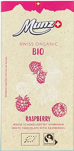Шоколад MUNZ белый с малиной органический 100 г