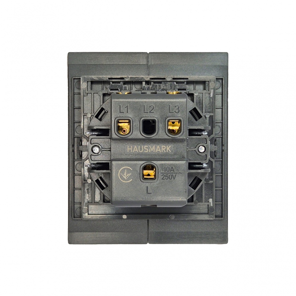 Выключатель двухклавишный HausMark INO без подсветки серый LS-2G-GP-Gray