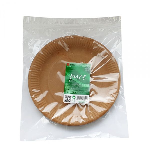 Тарелка бумажная Інпак Крафт 23 см