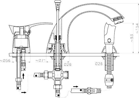 Змішувач для ванни Ferro Padwa BTP11A