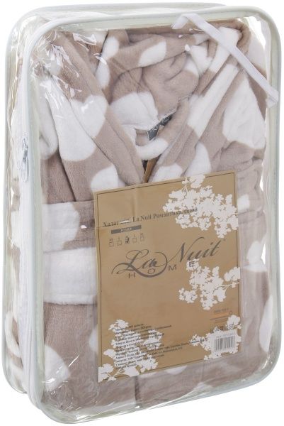 Халат домашний La Nuit Романтика р. XS коричневый с белым 