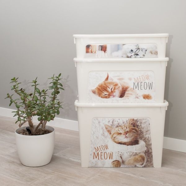 Ящик для хранения универсальный Vivendi CAT 27 л кремовый 265x495x320 мм