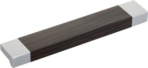 Меблева ручка D-752 Al/wood 96 мм хром/дерево червоне DC 72703