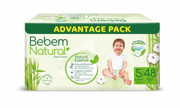 Подгузники BEBEM Natural 5 junior 11-25 кг 48 шт.
